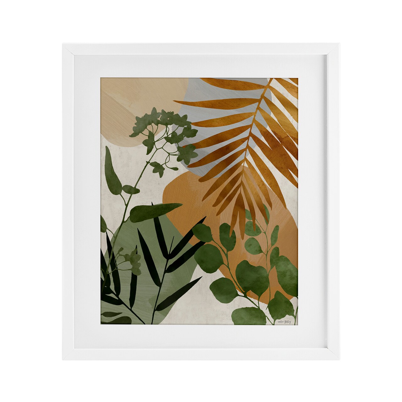 Stupell Industries Earthy Tropical Leaves Framed Print Under Glass, design by Amber Sterling